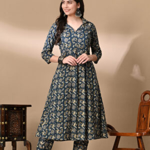 Aghanya Passionate Blue Cotton Pant Set – Bold, Breathable & Everyday Chic