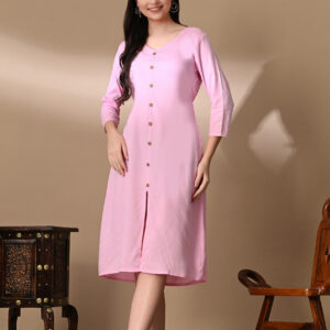 Aghanya Pink Lace Rayon Kurti Singhl– Elegant, Feminine & Comfortable Ethnic Wear